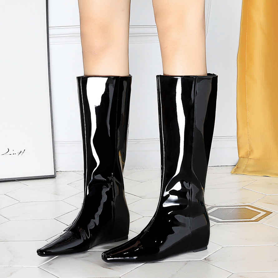 Women's Mid-heel Wedge Over The Knee Boots With Back Zipper_voghion.com