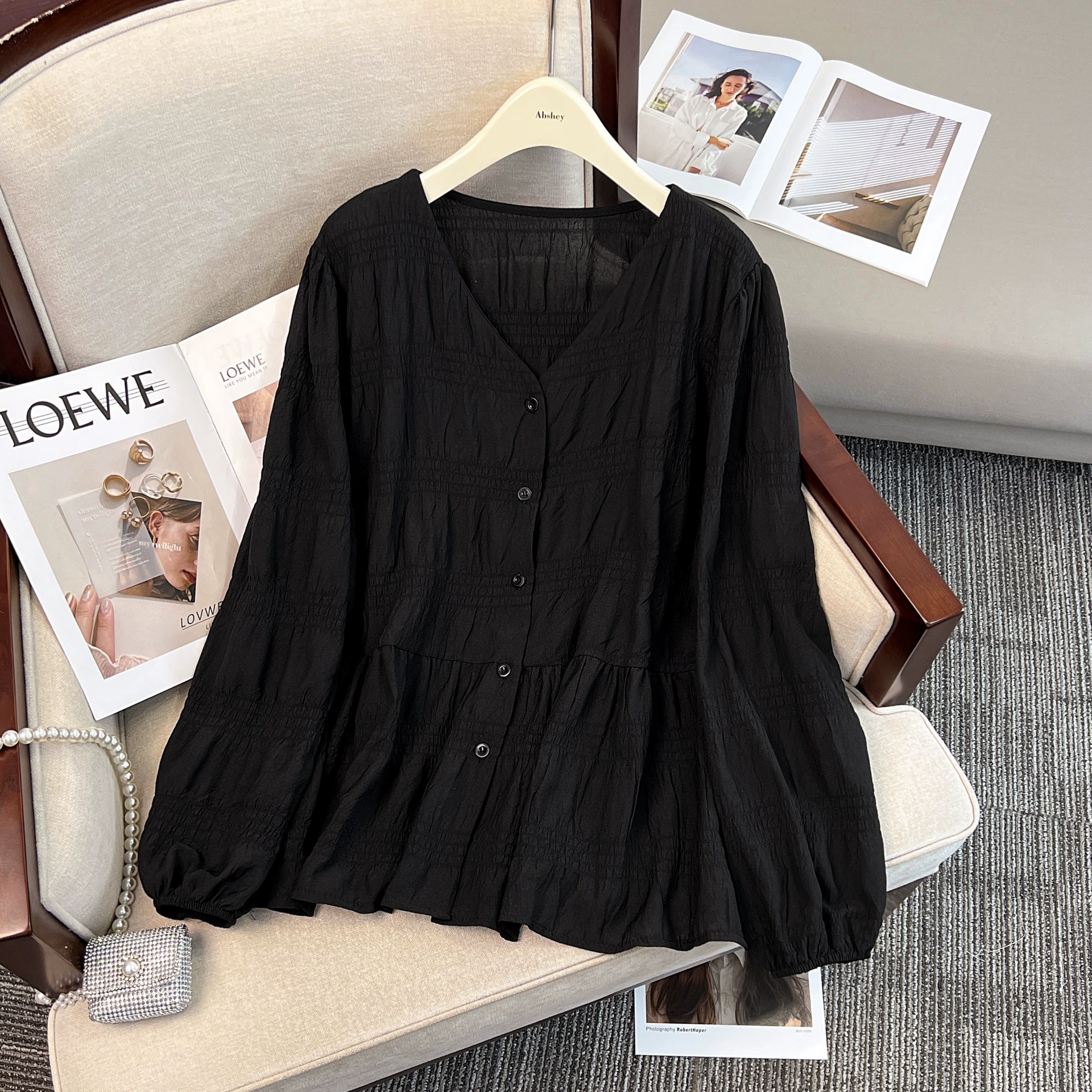 Сетка красная толстая женская рубашка большого размера толстая сестра маленькая рубашка свободная с длинными рукавами и тонкими рукавами