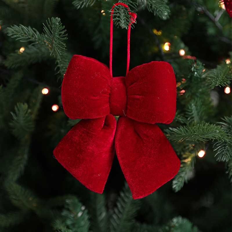クリスマスリボンレッドクリスマスペンダントベルベットウェディングアレンジメント装飾クリスマスツリーペンダント|undefined