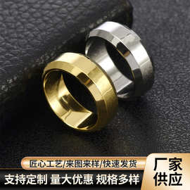 新款轻奢钛钢字母斜边戒指光面戒指女简约双斜边亮面情侣指环饰品