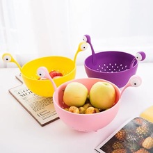 跨境北欧ins大眼睛创意厨房用品 客厅黄色紫色粉色蔬菜沥水器果篮