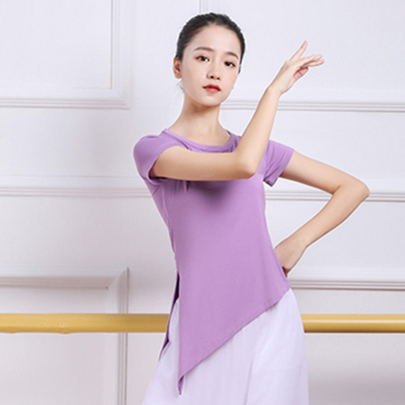 Primavera y verano ropa de danza de entrenamiento de mujeres camisas de mangas cortas forma de danza clásica pantalones de piernas largas fábrica de comercio al por mayor