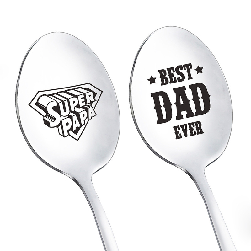 New stainless steel spoon best dad birthday Father's Day gift personalized lettering coffee spoon ice cream spoon