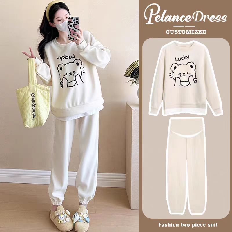 Maternity Autumn Outfit Set 2026 New Style Casual Petite Sweatshirt and Sweatpants Two-Piece Set for Autumn and Winter Pregnancy Wear Maternity Autumn Outfit Set 2026 New Style Casual Petite Sweatshirt and Sweatpants Two-Piece Set for Autumn and Winter Pregnancy Wear