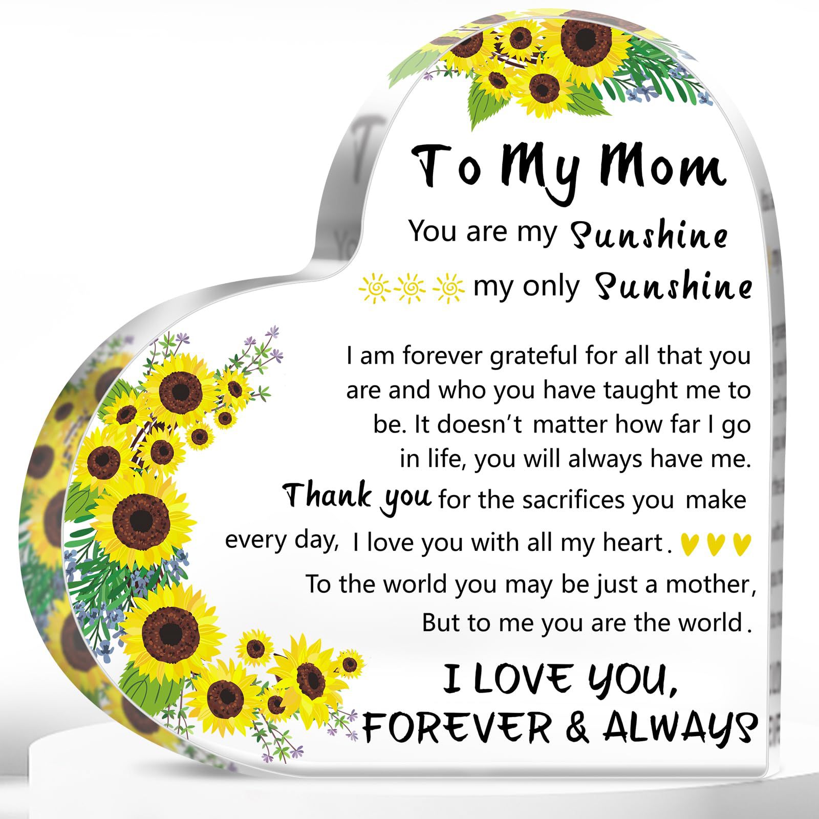 Acrylic Custom Mother's Day Souvenir Gift Transparent Heart-Shaped Decoration Ornament Cross-Border Temu Amazon