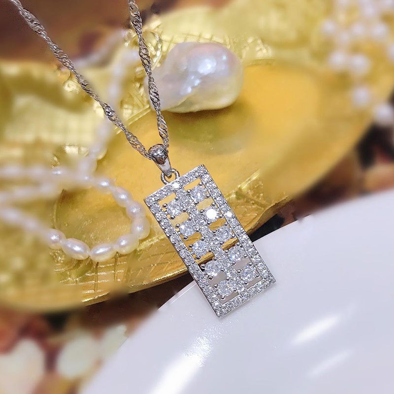 Abacus Pendant Necklace Full Diamond Luxury Sweater Chain Jewelry_voghion.com