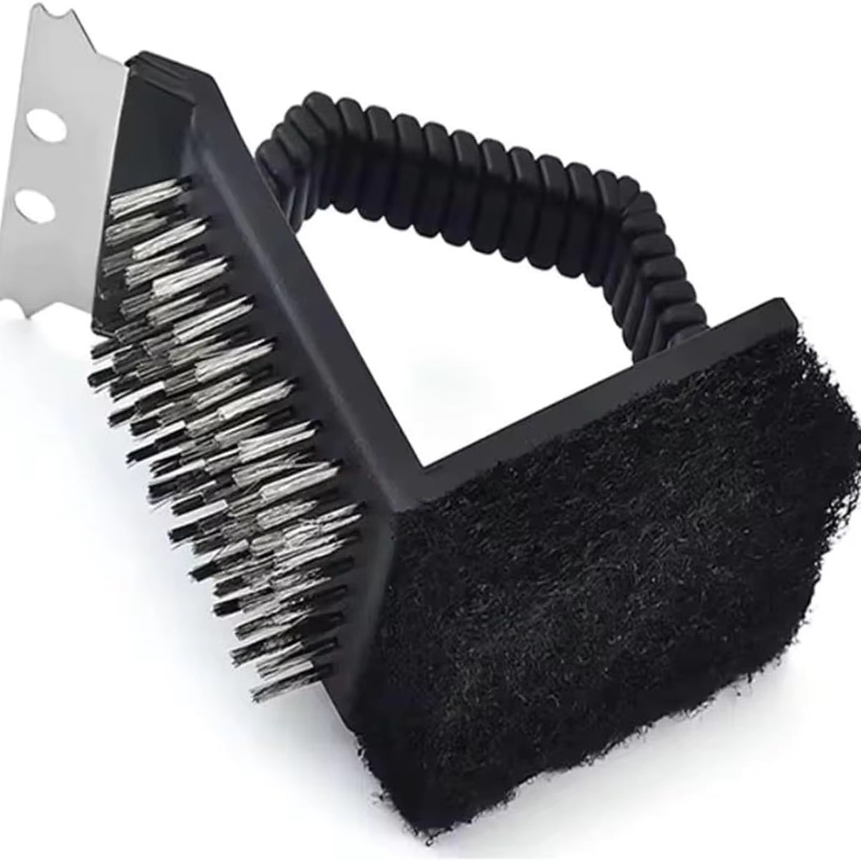 Multifunctional 3-in-1 Barbecue Scraper Brush, Outdoor Camping Tool Cleaning Brush, Suitable for Stainless Steel