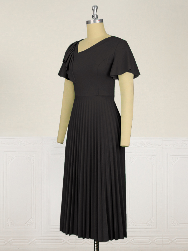 Ženska oblačila, nabrano krilo z odprtimi rameni, vsestransko, plus size_voghion.com