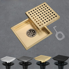 HIDEEP 150*150mm Bathroom Deodorizing High-Capacity Gold Color Floor Drain with Flange, North American Style