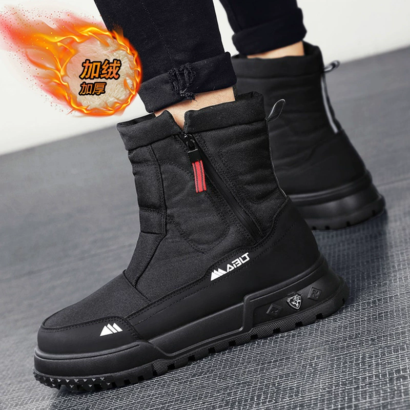 Новый молодежный зимний сплошной цвет высокий бархат теплая мода противоскользящая повышая снежные сапоги спортивные сапоги на открытом воздухе