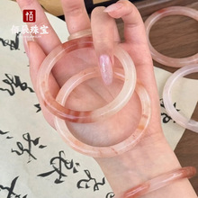 天然金丝玉桃花酿手镯圆条美人镯飘花手镯女士粉镯年轻小红书爆款