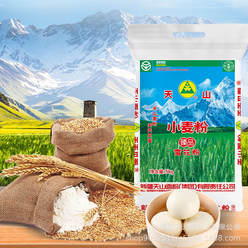 新疆天山面粉特一粉5kg家用中筋白小麦面粉包子烘焙臻品雪花粉