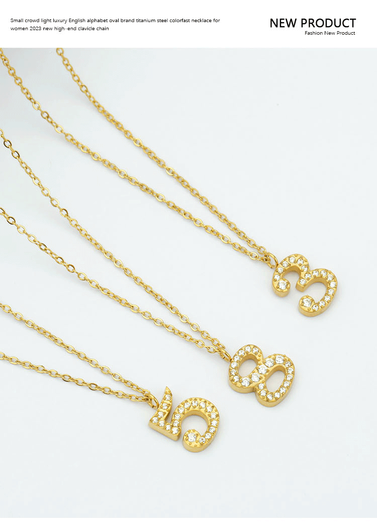 Number Pattern Wholesale Jewelry Simple Style Classic Style Number Titanium Steel Pendant Necklace Cable Chain