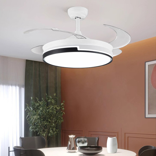  New Cream Style Modern Simple Invisible Fan Lamp Living Room Bedroom Restaurant Ceiling Fan Lamp Home Smart Fan