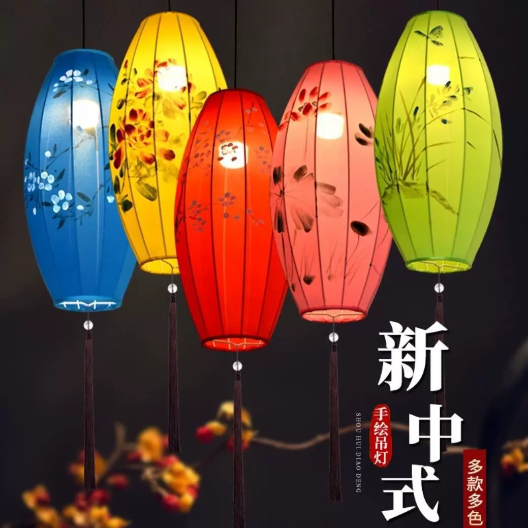 2024新年中式灯笼手工绘画异形冬瓜灯笼火锅店婚礼景点网红吊灯