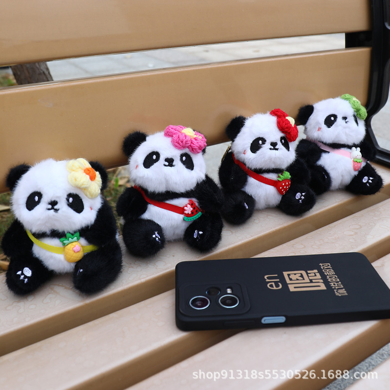 Plush Doll Cartoon Panda Doll Fruit Panda Doll Cute Doll Girl Gift Bag Keychain Pendant Plush Doll Cartoon Panda Doll Fruit Panda Doll Cute Doll Girl Gift Bag Keychain Pendant
