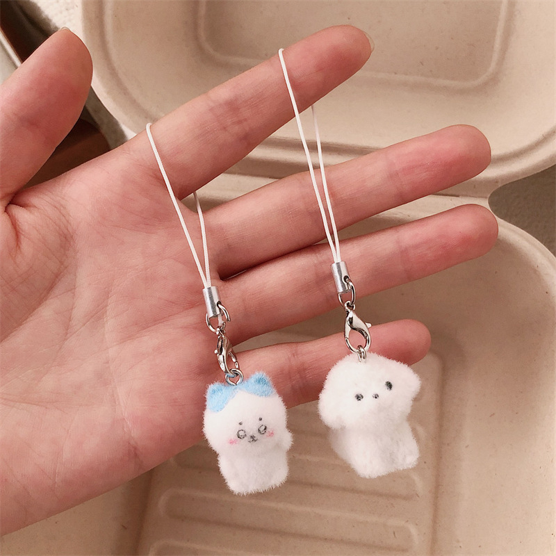 Colgante de oso de resina flocada mini lindo colgante de cachorro tridimensional bolso de teléfono móvil llavero accesorios de decoración