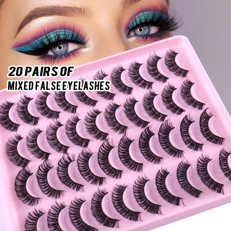 20 pairs of mixed False eyelashes natural dense chemical fiber eyelashes simulation curling eyelashes_voghion.com