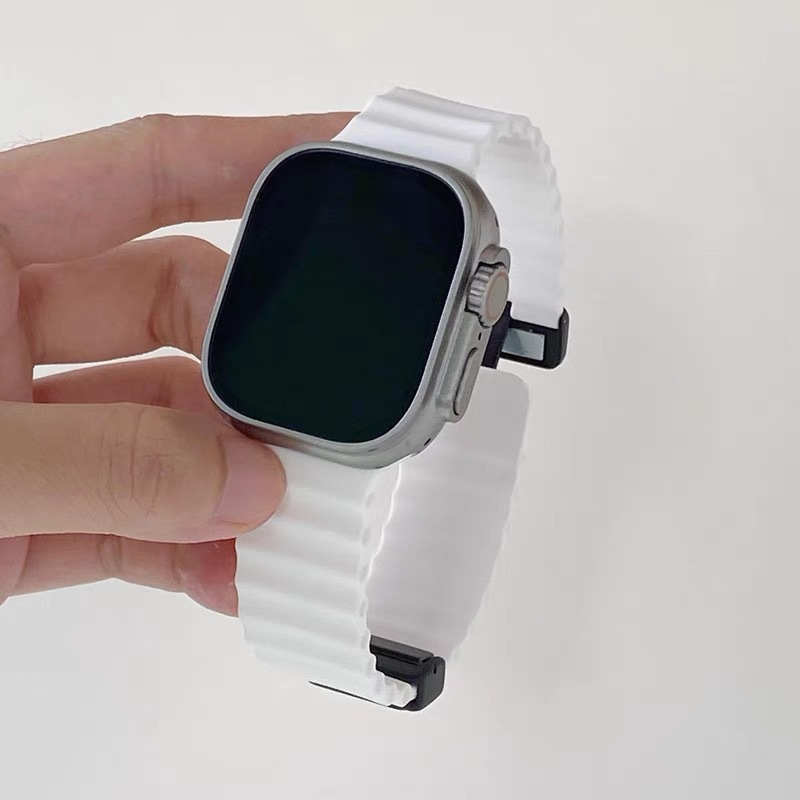 Para AppleWatch10 Apple correa de reloj iwatch987 generación Ultra correa magnética de silicona marina