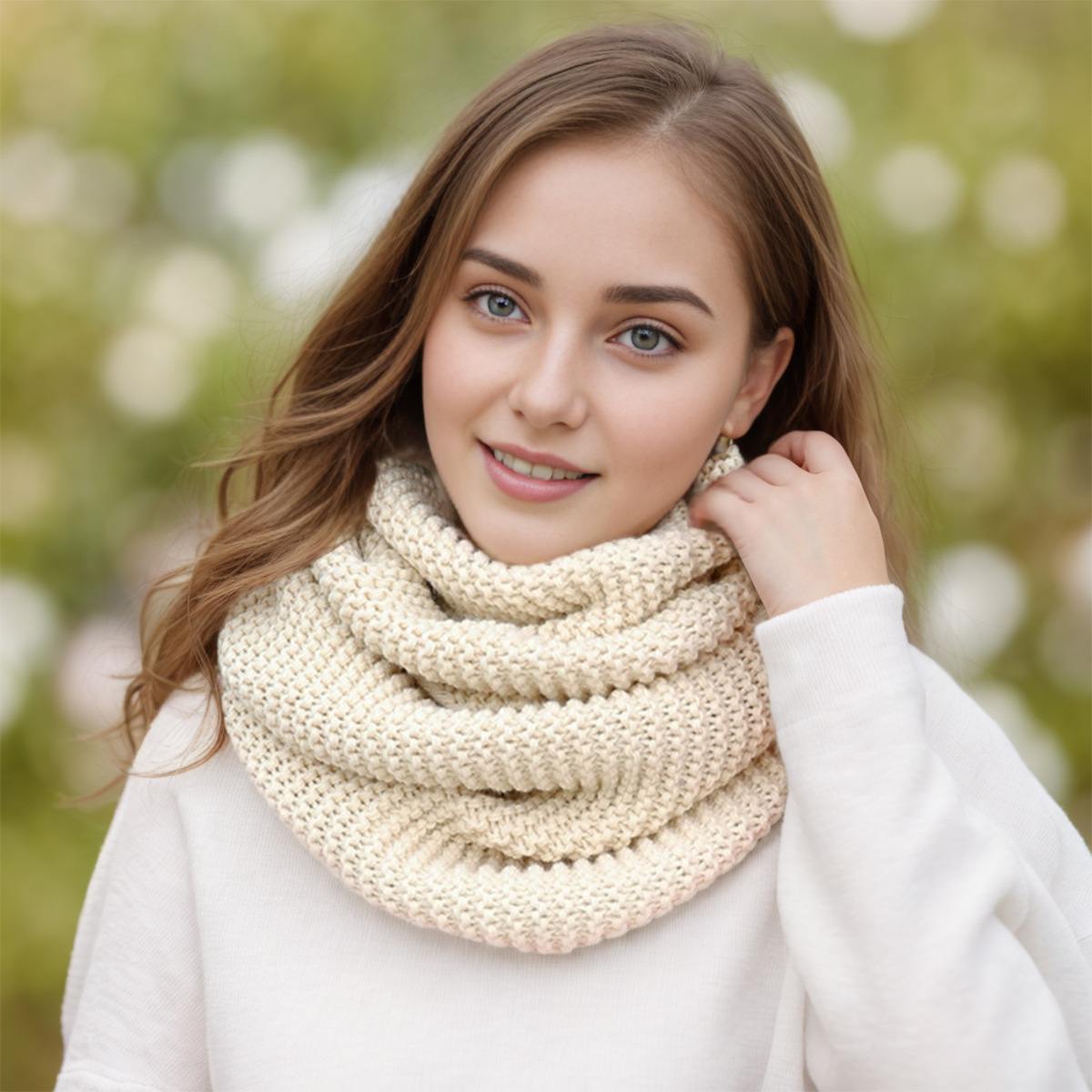 New Simple Solid Color Knitted Scarf for Women Autumn and Winter New Version Knitted Versatile Wool Thickened Outdoor Scarf