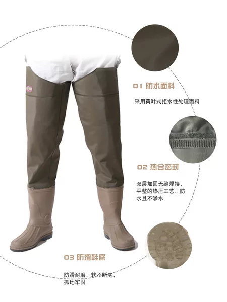 Thickened Rain Pants with Rain Boots, Waterproof Leather Pants for Fishing, One-Piece Leg Pants Available for Wholesale