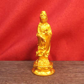 黄铜观音佛像观世音菩萨摆件莲花观音家居工艺品铜器批发