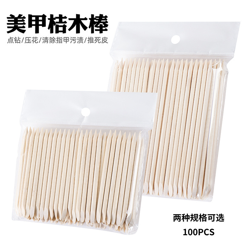 In stock manicure orange stick nail stick 100 pieces dead skin push multi-functional manicure orange stick manicure point drill stick Wood