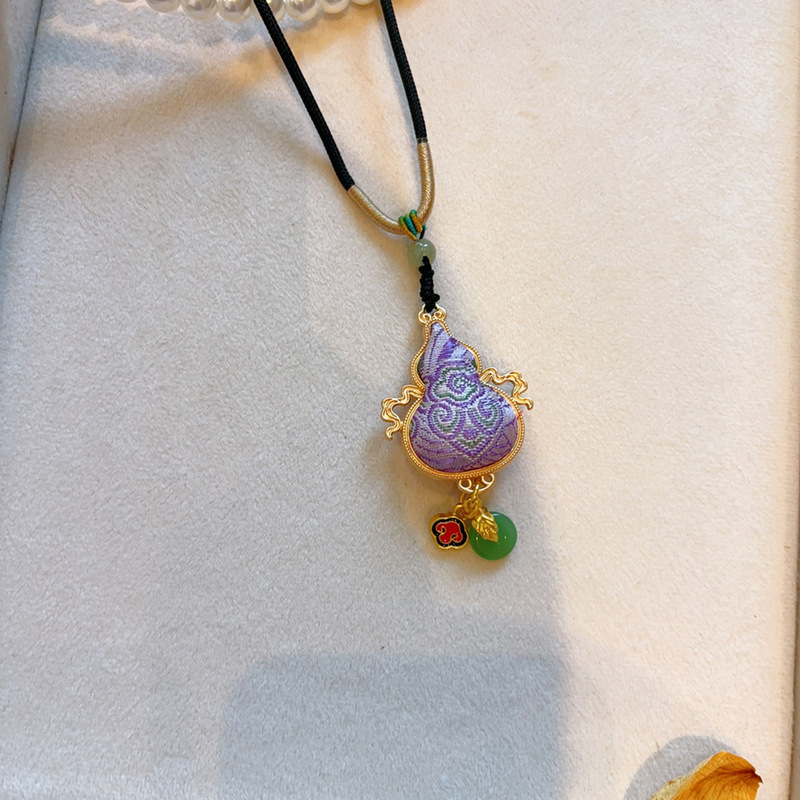 【成品】纯手工双面葫芦挂坠非遗宋锦真丝项链百搭小众高级感配饰|undefined