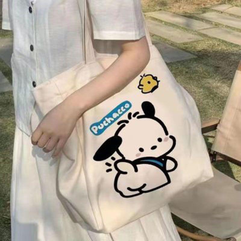 卡通学生帆布包上课可装书小众设计感单肩包女大容量ins百搭手提|undefined