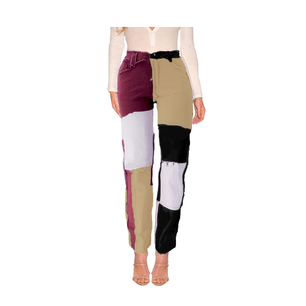Damjeans med hög midja oregelbunden stil höst vinter_voghion.com
