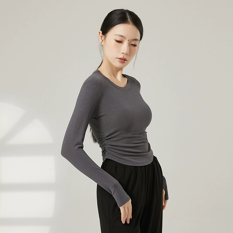 Классический танцевальный костюм осень-зима новый длинный рукав с круглым вырезом