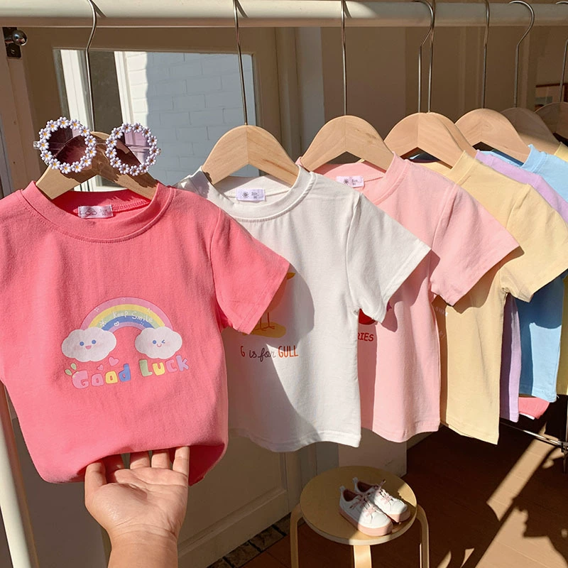 Прямые поставки с фабрики 1-5 юаней оптом оригинальные излишки летних детских футболок с коротким рукавом из чистого хлопка для внешней торговли 1688 уличные товары