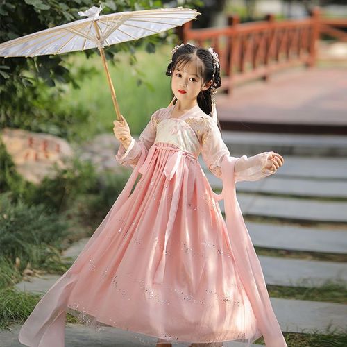 Girl pink hanfu paragraph fairy chinese princess cosplay gown wind children Chinese super fairy girl dress outfit hanfu Ru skirt girl