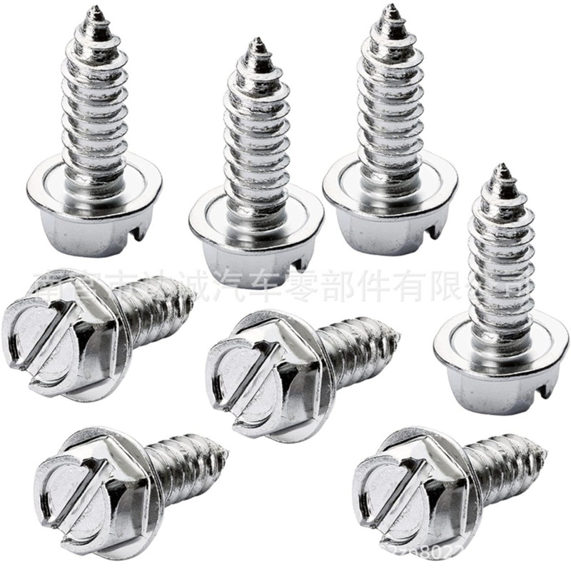 Chrome-plated license plate screw kit self-tapping mounting bolts are suitable for car license plate frame and car cover anti-rust Chrome-plated license plate screw kit self-tapping mounting bolts are suitable for car license plate frame and car cover anti-rust