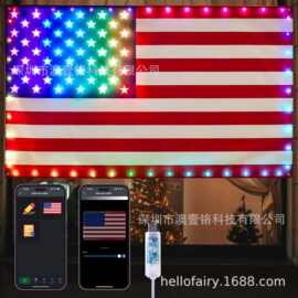 爆款美国国旗装饰灯跨境新品户外装饰彩灯挂墙灯节日灯串
