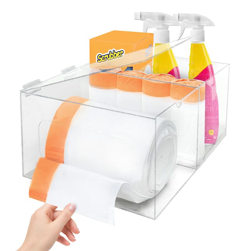 Acrylic Garbage Bag Storage Box Garbage Bag Organizer Garbage Bag Roll Holder with Lid Pull-Out Storage Box Acrylic Garbage Bag Storage Box Garbage Bag Organizer Garbage Bag Roll Holder with Lid Pull-Out Storage Box