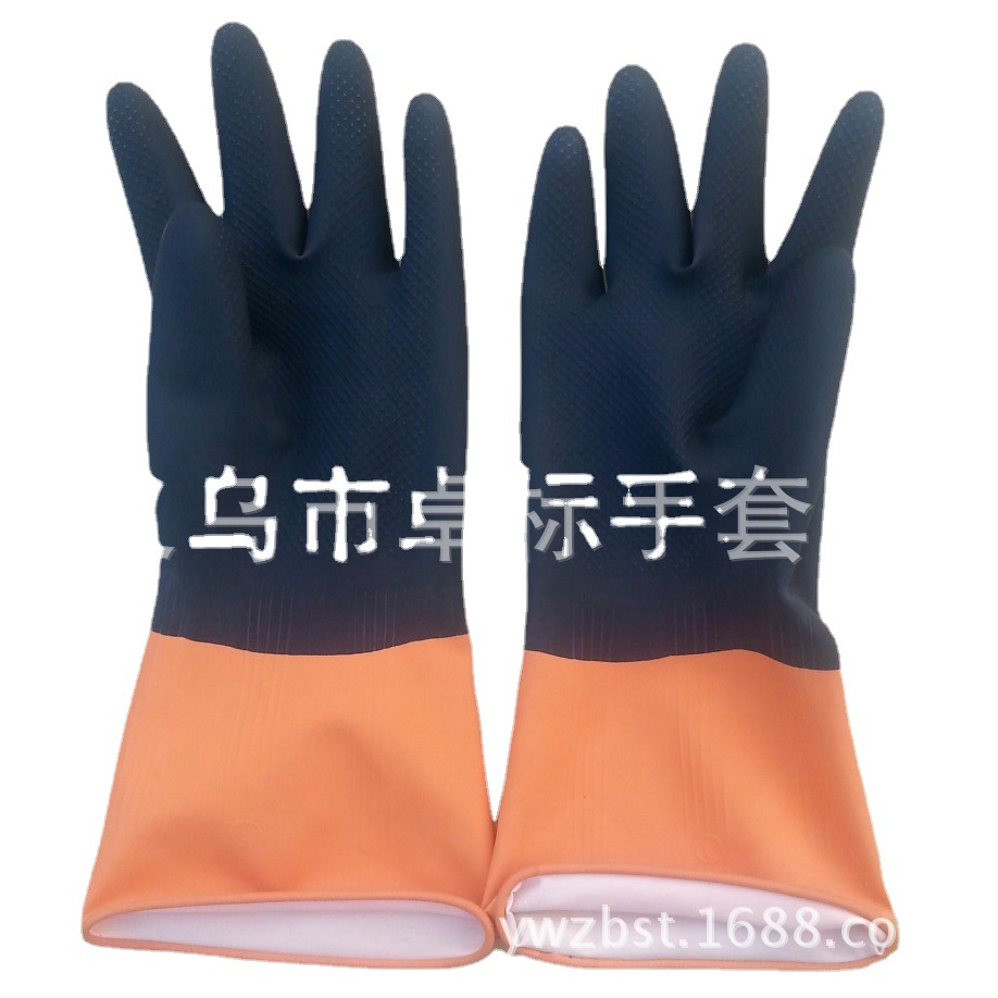 工业乳胶手套双色耐酸碱护手劳保手套110克