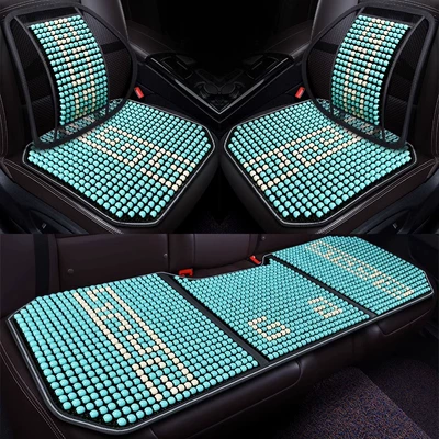 seat cover rear wooden bead ventilated Seat cushion, seat cover - five-piece-blue-2-waist-2-cushion-bodhi-long-cushion