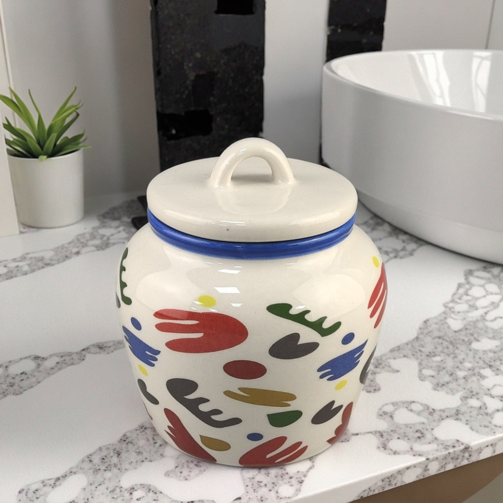 Artesanía de cerámica creativa decoración de mesa lata de almacenamiento joyería joyero collar de anillo frasco de cera a prueba de polvo con tapa