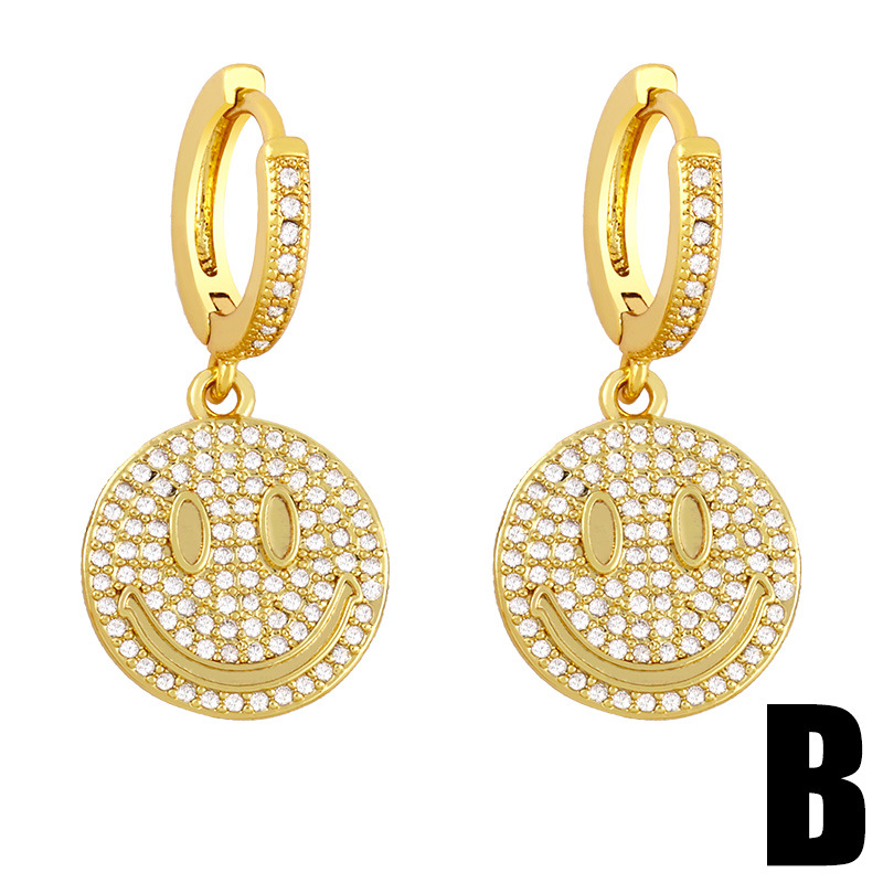 Fashion Full Diamond Star Eyes Smiley Face Earrings display picture 3