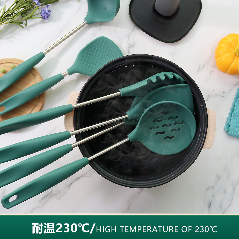 Cross-border silicone spatula soup spoon food-grade silicone spatula stainless steel handle silicone spatula silicone kitchenware set wholesale