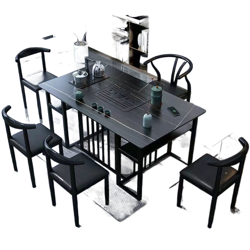 Mesa y silla de té de tabla de roca combinada hervidor de agua de oficina mesa de té moderna simple balcón kung fu set de té