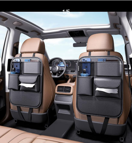 Multifunctional hanging storage bag for car seat back, car seat back storage bag, anti-kick pad