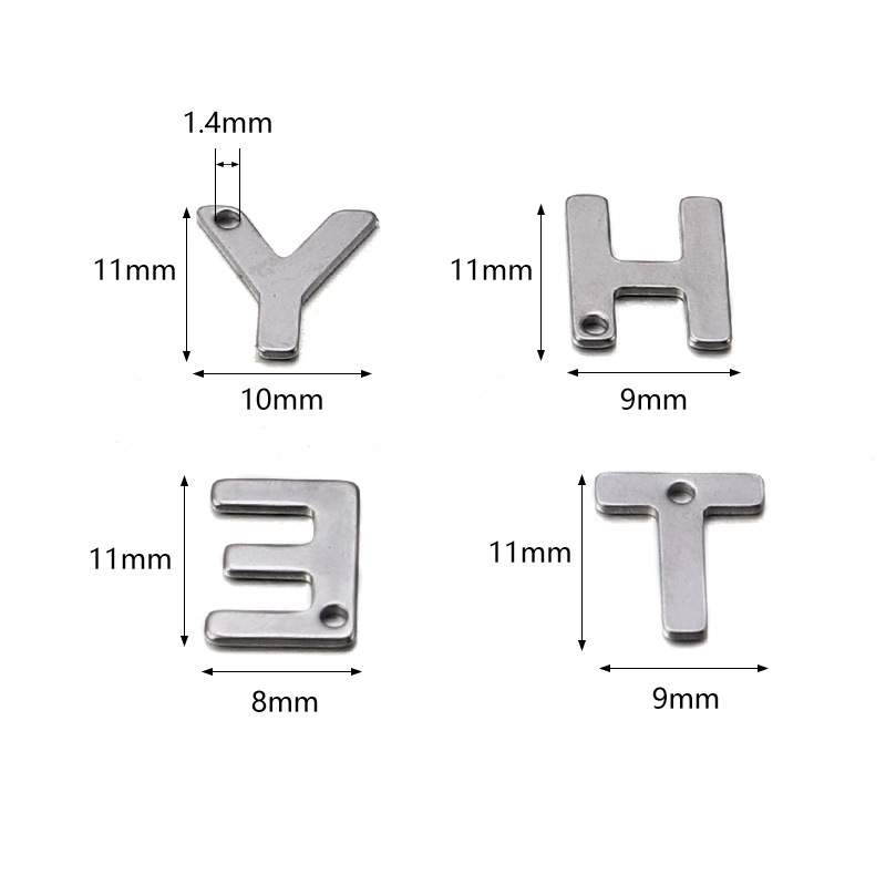 50 Pcs/package Simple Style Letter Stainless Steel Pendant Jewelry Accessories display picture 1