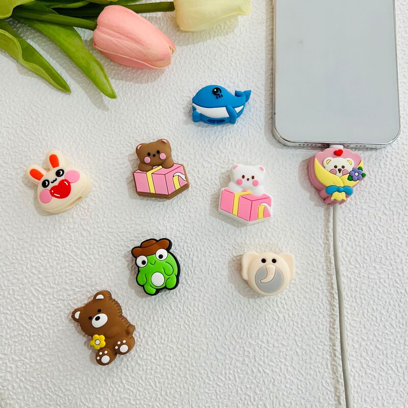 Bite a Bite Data Cable Protective Cover Cute Bear Anti-Breaking Cable Cover Apple Mobile Phone Cable Suitable for Cartoon Winch