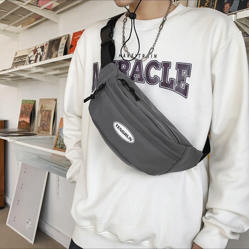 Mobile phone waist bag, trendy brand, men's chest bag, Japanese style, simple, lightweight, small shoulder bag, women's casual sports crossbody bag, men's