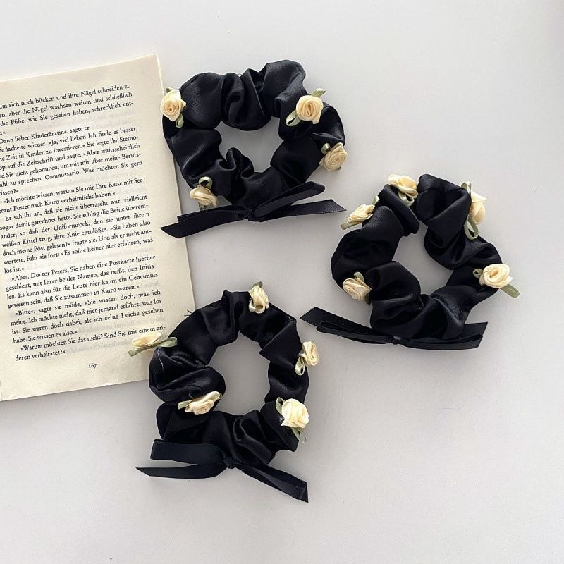 Ins estilo coreano rosa tridimensional romántica intestino grueso francés retro pequeña niña fresca flor anillo para el cabello súper hada accesorios para el cabello