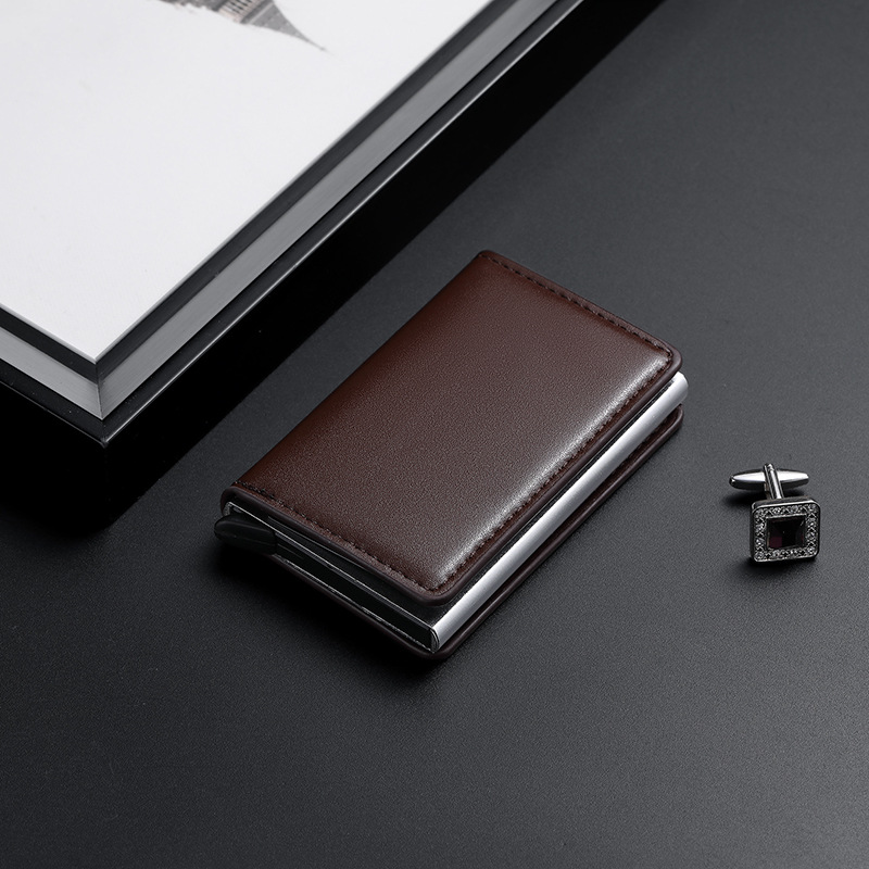 Paquete de tarjetas de posición de tarjeta múltiple para hombre, cepillo antirrobo, paquete de tarjeta de crédito flash automático RFID, caja de metal de aleación de aluminio, juego de tarjetas, clip de tarjeta