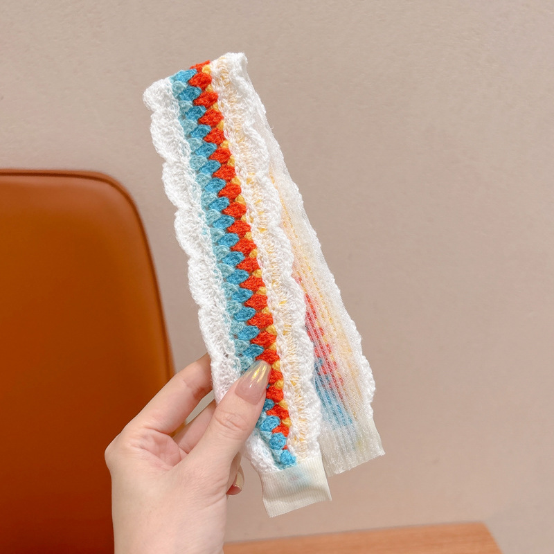 Otoño y invierno flores trituradas de punto Velcro cinta de cabello de alta calidad para mujeres frangeas acabado de cabello de artefacto de la niña bandas de cabello tocado