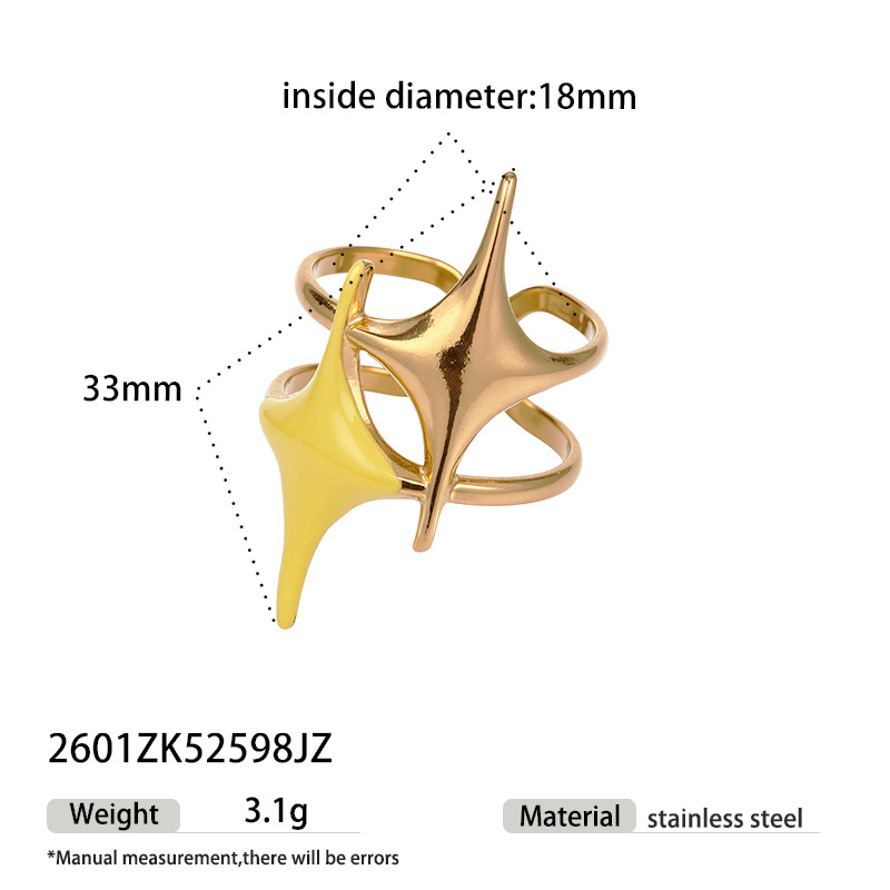 Anillo de goteo de color de acero inoxidable transfronterizo europeo y americano de diseño de personalidad de estrellas no se desvanece joyas al por mayor
